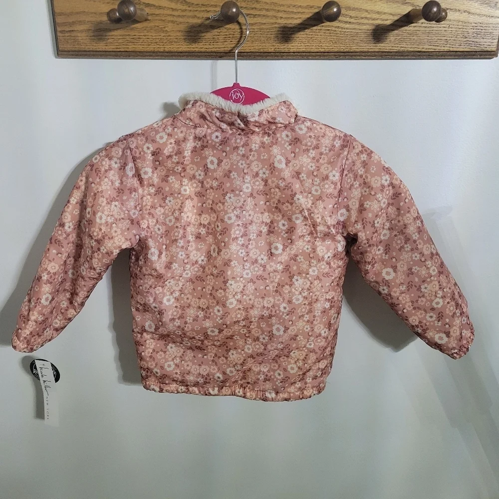 NWT Nicole Miller Reversible Toddler Jacket Coat Floral & Faux Fur, Size 3T